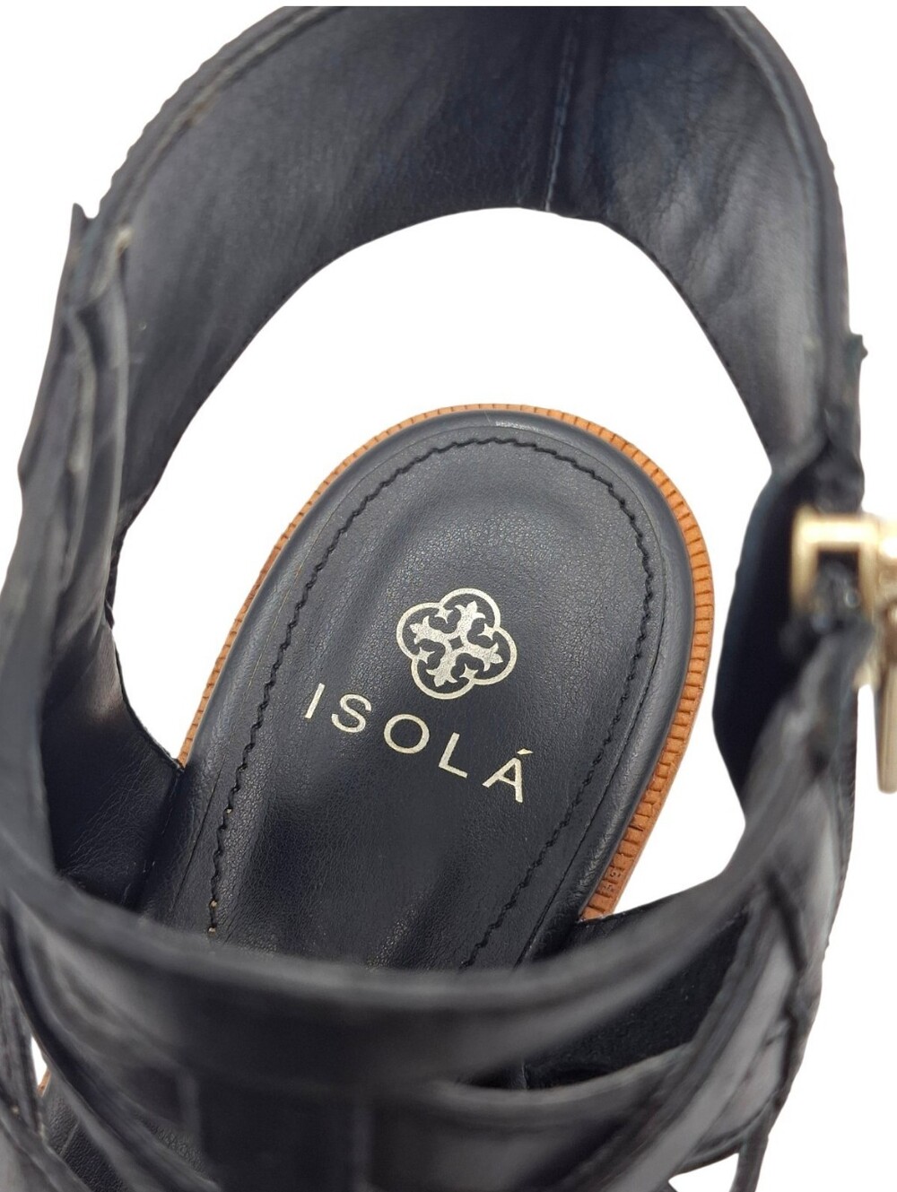 ISOLA Genuine Leather Gladiator Strappy Sandals Black Size 9 - Picture 3 of 8